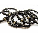 梵字入り梵字オニキス金彫り数珠ブレスレット風水パワーストーン