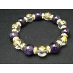 本格派 存在感＆重量感抜群 戦国武将七人衆 金彫り家紋数珠ブレスレット 金彫家紋水晶 アメジスト 天 ...