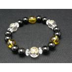 本格派 存在感＆重量感抜群 戦国武将 愛知 三英傑 金彫り家紋数珠ブレスレット 金彫家紋水晶 シトリ ...