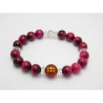 ショッピング戦国武将 真田幸村の家紋 真田六文銭 12mm 金 レッドメノウ 戦国武将 ピンクタイガーアイ ブレスレット パワーストーン