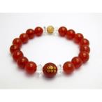 真田幸村の家紋真田六文銭12mm金レッドメノウ戦国武将レッドメノウブレスレ...