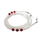 天然の琥珀4Aルビーレッドアンバー6mm水晶4mm玉メガネチェーンマスクチ...