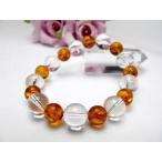 高級品 Premium_Simple_Combiブレスレット 本水晶＆琥珀 コンビブレスレット 念珠 数珠 ブレスレット メンズ・レディース 天然石 パワーストー