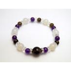 ホワイトオニキス＆アメジスト＆スモーキークォーツパワーストーンブレスレット...
