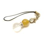 ミルキークォーツ＆ルチルクォーツひょうたんストラップ天然石の携帯ストラップ...