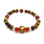 干支寅レッドメノウ虎彫りブレスレットタイガーアイレッドメノウ天然石パワーストーン