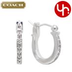 コーチ COACH アクセサリー ピアス F54497 シルバー×ブラック パヴェ クリスタル シグネチャー C フープ ピアス アウトレット レディース