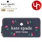 ショッピングケイトスペード ケイトスペード kate spade 財布 長財布 K6151 ブルーマルチカラー エラ チェリー エンブロイダード デニム ロゴ ジップ ウォレット アウトレット レディース