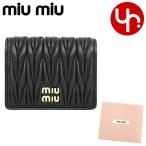 ミュウミュウ miumiu 財布 二つ折り財布 5MV204 2FPP ネロ マテラッセ レザー メタル ロゴ バイフォールド コンパクト ウォレット レディース