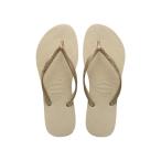 ハワイアナス (Havaianas) レディース ビーチサンダル シューズ・靴 Slim Flip Flop Sandal (Sand Grey/Light Golden)