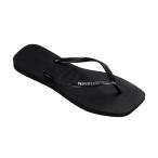 ショッピングハワイアナス ハワイアナス (Havaianas) レディース ビーチサンダル シューズ・靴 Slim Square Logo Metallic Flip-Flop (Black/Silver)