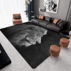 【並行輸入品】9CH Art Lion Area Rug Head Black Area Rugs Mat for Living Room B
