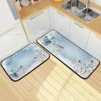 ショッピングsnowman 【並行輸入品】Christmas Cute Snowman Kitchen Mat Rugs Set of 2 Winter Bullfinc