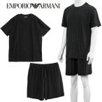 アルマーニ セットアップ 総柄 エラスティック Tシャツ × ハーフパンツ EM000692/EM000695-UC001 ブラック