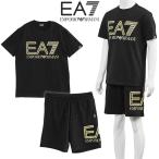 ショッピングアルマーニ アルマーニ EA7 EMPORIO ARMANI セットアップ Tシャツ スウェット ハーフパンツ 3DPT37-PJMUZ/3DPS76-PJSHZ-0208：ブラック