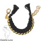 ゲイシャ ラブ Geisha Love ゴールドチェーンブレス ユニセックス ブラック Basic Gold n031-Nero