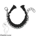 ゲイシャ ラブ Geisha Love シルバーチェーンブレス ユニセックス ブラック Basic Silver n031-Nero
