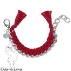 ゲイシャ ラブ Geisha Love シルバーチェーンブレス ユニセックス レッド Basic Silver n053-Rosso