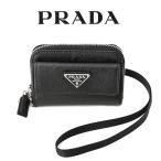 プラダ ミニ財布 PRADA サフィアーノ トライアングル コインケース ネック ストラップ付 2MR044-QHH-F0002 NERO