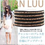 チャンルー ピンクゴールド ナゲット × ブラックレザー 5連 ラップ ブレスレット チャン・ルーCHAN LUU 正規品