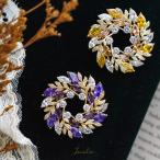 Jeweliss ブローチ フラワーリーフ サークル アネシス Anesis 月桂冠 花冠 リース ゴールド イエロー パープル 古希 喜寿 コサージュ ギフト アクセサリー プ…