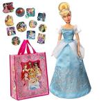 Disney Store Cinderella 12" Classic Doll, 12 Disney Princesses Stickers and Reusable Tote Gift Bag