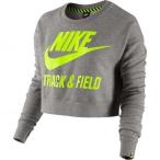 Nike Women's Track &amp; Field Crew Crop Sweatshirt-Grey/Volt-Large