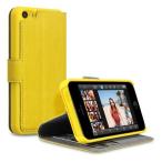 iPhone 5C Premium Faux Leather Wallet Case (Yellow With Viewing Stand)