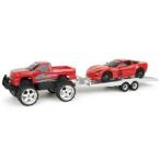 7" Custom Cruiser Trailer Set - Remote SF- Try Me Action: Red Chevy Silverado Pulling Red Corvette