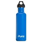 Pura 0.8L Stainless Steel Water Bottle with Stainless Loop Cap Blue