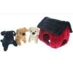Multipet Doghouse Plush Hideaway Puzzle Dog Toy with Plush Dog Squeak Toys