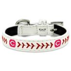 MLB Cincinnati Reds Classic Leather Baseball Dog Collar (Large)