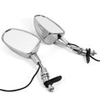 Motorcycle Chrome Oval led Rear View Mirror For 6mm Thread Universal