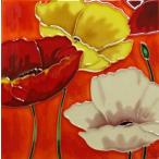 Continental Art Center BD-0309 8 by 8-Inch Three Poppy Flowers with Orange Background Ceramic Art