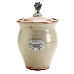 Crosby &amp; Taylor Kitty Stoneware Pet Treat Jar Latte Glaze