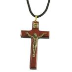 Catholic Shopカトリック十字架ペンダントネックレス チェリーウッド メンズ 大型 2.4インチ サクラ材【並行輸入品】