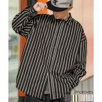 シャツ メンズ NULL ヌル ストライプ 長袖シャツ レギュラーカラー ゆったり 大きいサイズ きれいめ シンプル カジュアル ストリート 韓国ファッション