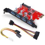 4ポートUSB3.0増設ボード UASP対応 補助電源ケーブル付き