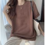 tシャツ レディース 半袖 韓国ファッション ティシャツ ゆったり 大きいサイズ 無地 白 ロゴ ロゴティー ロゴティシャツ ティーシャツ カットソー トップス 3005