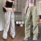 カーゴパンツ レディース ミリタリー ワイドパンツ 春夏 50代 ウエストゴム ファッション カジュアル おしゃれ ゆったり 美シルエット