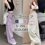 カーゴパンツ レディース ミリタリー ワイドパンツ ウエストゴム ヒップホップ ダンス ファッション カジュアル おしゃれ ゆったり 美シルエット 夏