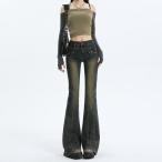  Denim брюки женский Denim flare pants джинсы брюки низ высокий ue strong длина ka Sure ru body type покрытие свободно прекрасный ножек весна осень тонкий стрейч 