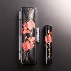 黒水牛現代蒔絵の個人印鑑セット/花/シクラメン/12mm