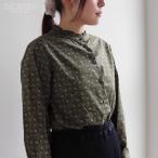 J.Sloane スタンドフリルブラウス 高密度80ローン壁紙風花柄 チャコール