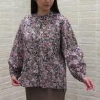 ショッピングリバティ ブラウス amherst リバティ バンドカラーギャザースリーブブラウス Wild Flowers/VE ブラック系 Mサイズ LIBERTY アムハースト