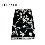 中古 レオナール LEONARD FASHION モノトーン 花柄 スカート 膝丈 レディース Ｍサイズ 相当