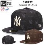 ニューエラ 59FIFTY ジャガード NY LA キャップ NEW ERA 5950 ドジャース ヤンキース フラットバイザー 大きいサイズ 帽子 メンズ レディース ブランド NYロゴ