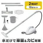 スチームクリーナー アイリスオーヤマ モップ 掃除 大掃除 除菌 防カビ 床掃除 家庭用 クリーナー キャニスター 高温スチーム STM-410E ホワイト