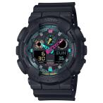 ショッピングg-shock ブラック G-SHOCK Gショック マルチ フルオレセント カラー カシオ CASIO アナデジ 腕時計 ブラック GA-100MF-1AJF 国内正規モデル