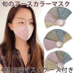 マスク アースカラー マスクケース付き 立体マスク 抗菌防臭 おしゃれ レースマスク ペーズリー 花柄 秋冬用マスク 布マスク 綿 洗える